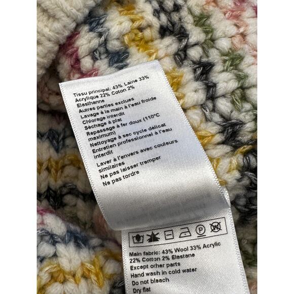 Ba&sh Bianca Multi Chunky Wool Knit Round Neck Button Cardigan Sweater XS - Picture 7 of 7